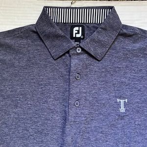 FootJoy Mens XL Blue Heathered w/ Front Logo Short Sleeve Polo